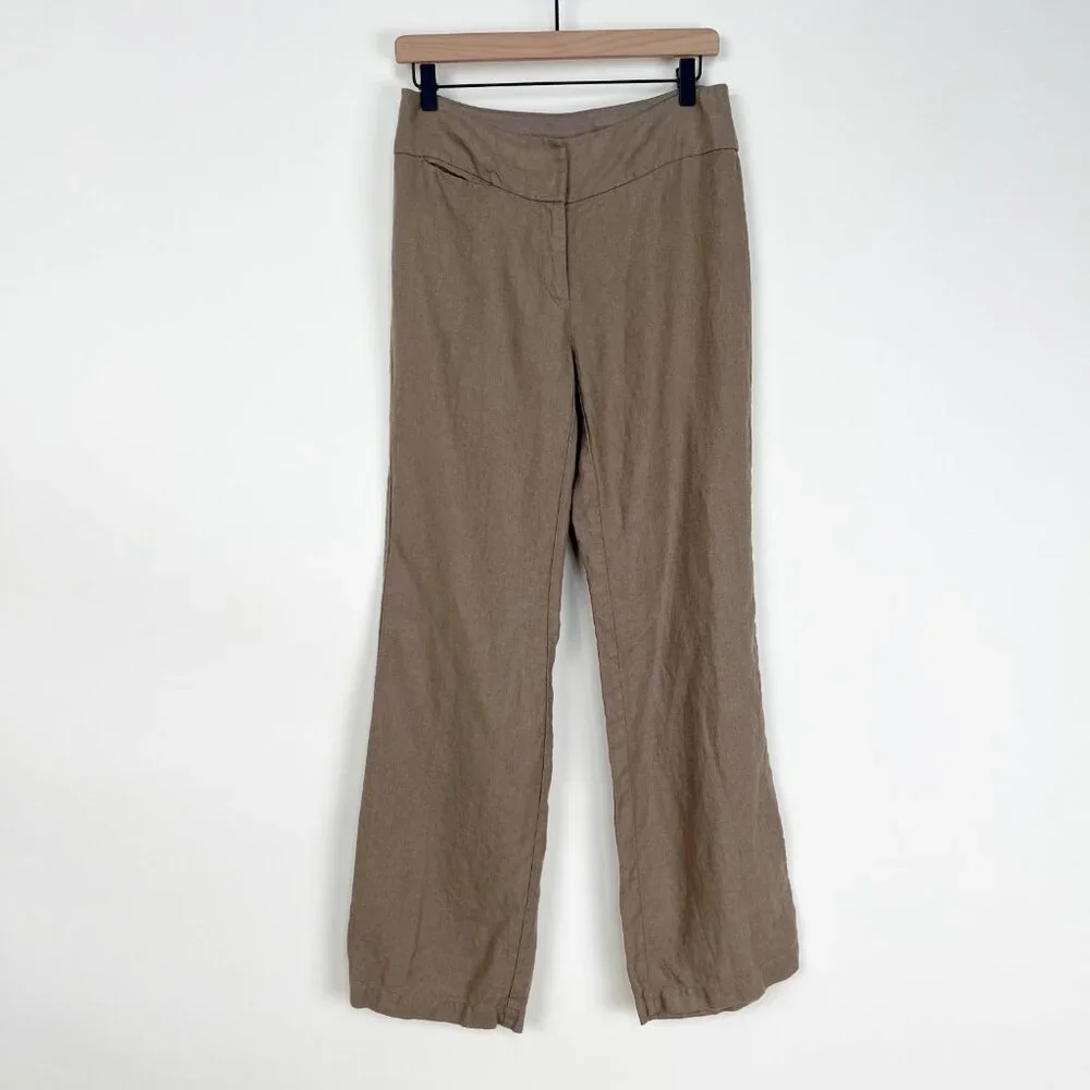 New Eileen Fisher 100% Linen Wide Leg Straight Trousers Minimalist Coastal Pants - Picture 9 of 9